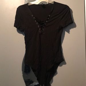 Black lace up bodysuit